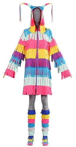 Caxndycing Pinata Kostüm Damen Farbiges Franzen Faschingskostüm Kleid Erwachsene Karneval Kostüm Halloween Mottoparty Costume Bunt Regenbogen Karnevalskostüme