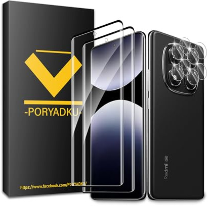 Protector de Pantalla para Xiaomi Redmi Note 14 Pro Plus / 14 Pro+ 5G, Película de Vidrio Templado 2 Piezas+ Protector de Lente de Cámara 2 Piezas, HD Clara, Sin Burbujas, 9H Dureza, Antihuellas