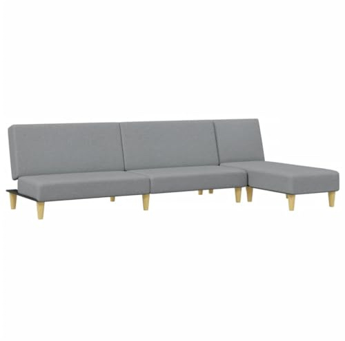 SDWEHBJ 2-TLG Sofagarnitur, Wohnzimmergarnitur, Ecksofa, Bequeme Polstergarnitur für Empfangsräume, Arbeitszimmer, 200x84.5x69 cm Hellgrau Stoff