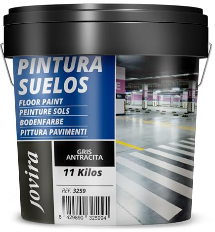 JOVIRA PINTURAS Pintura Suelos, Garajes y Pavimentos Deportivos En General, Acabado Mate, Protege y Decora Las Superficies de Hormigón, Cemento y Asfalto, (11 Kg, Antracita)