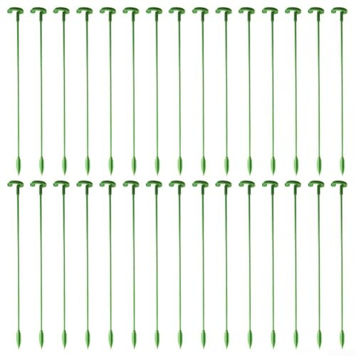 babominimer Confezione da 30 pali in plastica verde per orchidee, peonie, ortensie, pomodori, flessibili, 27 cm, antiruggine, con clip integrate
