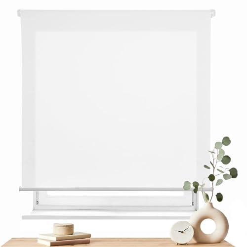 Estor Translúcido sin Taladrar, Estores para Ventanas,150x180cm,Blanco