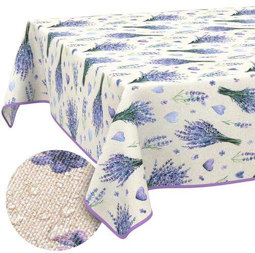 ANRO Nappe Lavable Lavande Violet rectangulaire 180 x 140 cm – Imperméable pour l'intérieur et l'extérieur, Effet Lotus, avec Ourlet