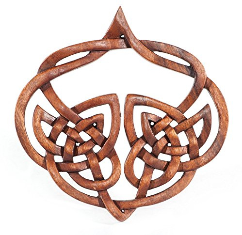 Windalf Holz Wandbild INALA 23 cm Keltisches Herz Ornamente Wanddekoration Handarbeit Holz