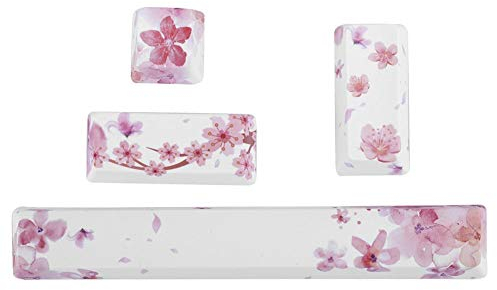 Hopcd Sakura-Pattern Keycaps for Space, ESC, Enter & Numpad Enter (4Pcs, Pink, Floral Theme)
