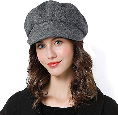 Superora dambasker, beret, newsboy-keps, fransk basker, ull, klassiska höst- vår- och vintermössor, Grå, en storlek
