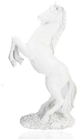 HERCHR Estatuas y esculturas de Caballos Figuras de Animales Decoración del hogar Escultura de Caballos Decoración de Escritorio para el hogar Adorno, 31,5 × 18 cm/12,4 × 7,09 Pulgadas(Blanco)