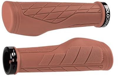 SOLODRIVE Fahrradgriffe Ergonomisches, MTB Griffe aus rutschfestem Gummi, Single Lock-on Fahrrad griffe/lenkergriffe, Softe Handgriffe Geeignet für E-Bike, Trekkingrad, Mountainbike, Tourenrad (Braun)