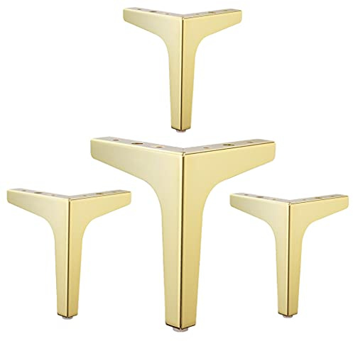 Eidoct 4 /10cm Möbel Beine, Moderne Stil Möbel Sofa Beine Metall Matte Schwarze Dreieck Füße für Tisch Schrank Sofa Sofa, Gold