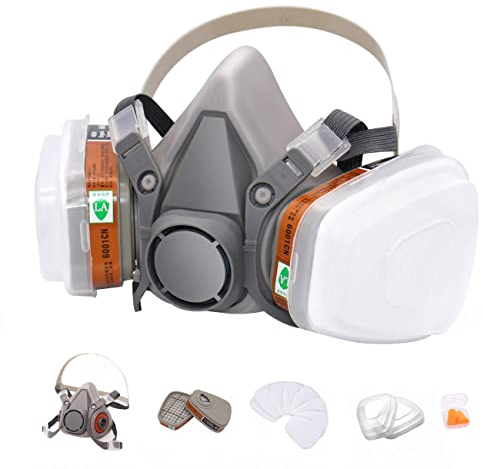 ANUNU Reusable Respirators Paint Respirator with Filters Half Facepiece Respirator Against Dust for Paint Epoxy Resin Welding Chemical Woodworking DIY and Other Work Protection