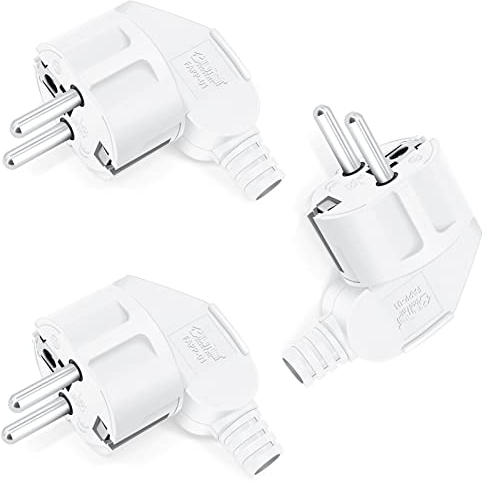 3 connettori Schuko, spina 250 V (16 A), spina con contatto di protezione con manicotto antipiega, spina Schuko in plastica, infrangibile, durevole, può essere utilizzato per cavi da 8 a 10 mm