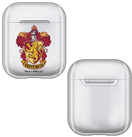 Head Case Designs Offizielle Harry Potter Gryffindor Wappen Und Schilde Durchsichtig Harte Kristall Handyhülle Hülle Huelle kompatibel mit Apple AirPods 1 1st Gen / 2 2nd Gen Charging Case