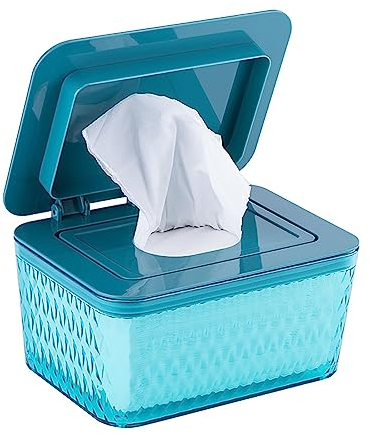 JTBDWOSK Feuchttücher Box Unterwegs,Baby Feuchttücherbox, Box Für Feuchttücher Servietten Aufbewahrungsbox,Feuchtes Toilettenpapier Box,Kunststoff Feuchttücher Spender Mit Deckel Für Zuhause Büro,Blau