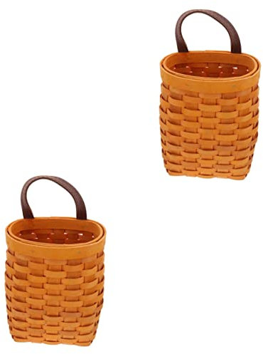 SAFIGLE 2stücke Wandkorb Mit Griff Handgefertigter Aufbewahrungskorb Für Pflanzen Obst Und Spielzeug Dekorativer Hängekorb Für Balkon Und Garten Natürliches Design Für Stilvolle