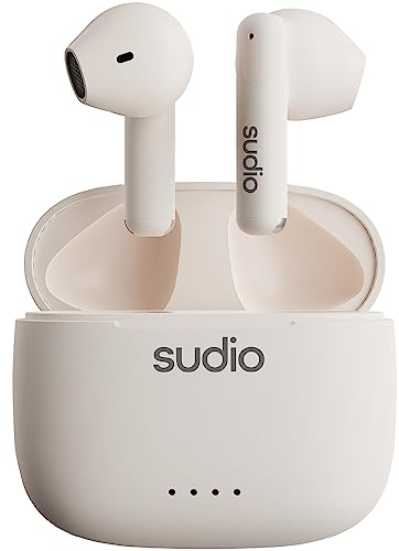 Sudio A1 Blanc Neige Écouteurs avec Bluetooth, Touch Control avec Station de Charge compacte sans Fil IPX4, écouteurs Silencieux avec Microphone intégré, Son Cristal de qualité supérieure