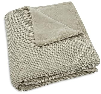 Jollein 517-511-67054 Basic Knit Couverture tricotée pour bébé avec Fourrure en Peluche Olive (75 x 100 cm)