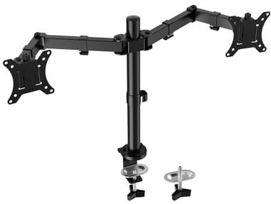 FORGING MOUNT Dual Monitor Stand for 13-32 inch LCD/LED PC Screens for Dual Monitor Arm Ergonomic, Height Adjustable Arm Bracket Tilt 90° Swivel 180° Rotate 360°, VESA 75/100mm