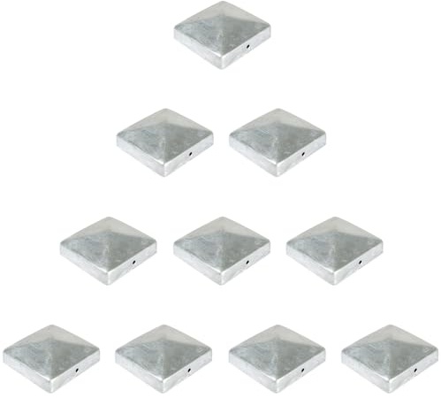 MEIN GARTEN VERSAND 10× Pfostenkappe Pyramide 9×9 cm (91×91 mm) – feuerverzinkte Stahl-Abdeckung für Holzpfosten – witterungsbeständiger eckiger Pfostendeckel/Zaunkappe für 9×9-Pfosten