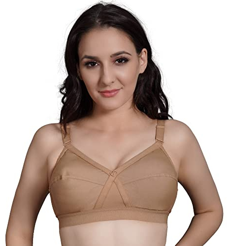 TRYLO KPL - Brasier de algodón sin relleno para mujer, color negro, grosella negra, mantequilla SCOT, coral, marun, frambuesa, oro rosa, piel, blanco, 30 a 40 copas disponibles C a I, DESNUDO, 85J