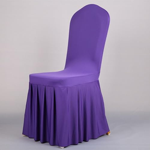 DAZZLEEX Stuhlhusse für Hochzeit, Spandex, Stretch-Stoff, abnehmbar, waschbar, schützende Hochzeitsstuhlhussen für Bankette, Dunkelviolett