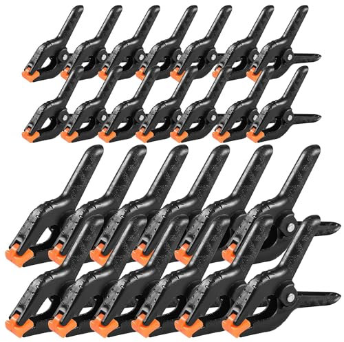 WeeGoo 40 Pcs Plastic Spring Clamps Heavy Duty Quick Grip Clips for Wood Working,Arts and Crafts,Gluing (20 pcs 2 inch Clamps, 20 pcs 3 inch Clamps)