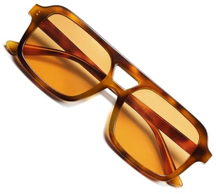 VANLINKER Retro 70s Square Aviator Sunglasses for Women Men Vintage Trendy Rectangle Sun Glasses VL9816,Orange/Tortoise
