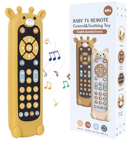 Orzbow Mando Bebé Juguete, Juguetes Musical Educativos con Diferentes Efectos de Sonido, Juguetes Sensoriales para Bebé Recién Nacido Niño Niña Regalo, con Funda de Silicona