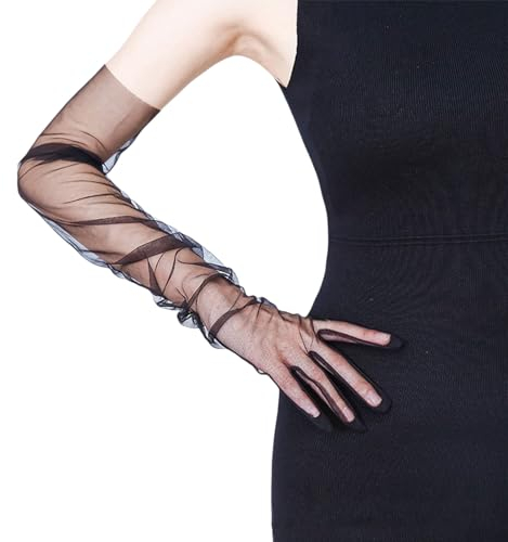 Suxgumoe Lange Spitzenhandschuhe, Frauen Blumenspitze Armstulpen Spitze Armstulpen Fingerlose Fahrhandschuhe für Hochzeitsfeier