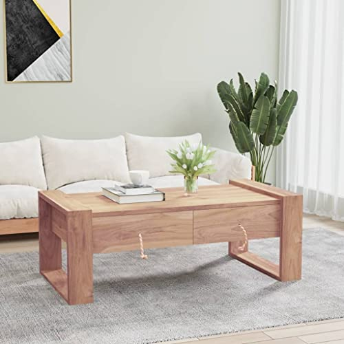 BUKSCYJS Couchtisch kleine Zimmer, Sofatisch, Wohnzimmertisch Couchtisch 110×60×40 cm Teak MassivholzFür Wohnzimmer, Schlafzimmer, Büro, Eingang, Korridor