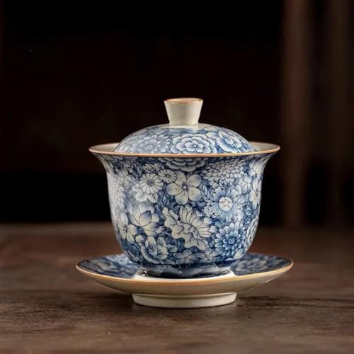 China cubre tazas, tazas de té, Juego de té, tetera, juego de té gaiwan, tazas de té Kung Fu, sopera azul y blanca de 160 ml, taza de té Gaiwan de alta gama, tazón de cerámica for preparar té for el h