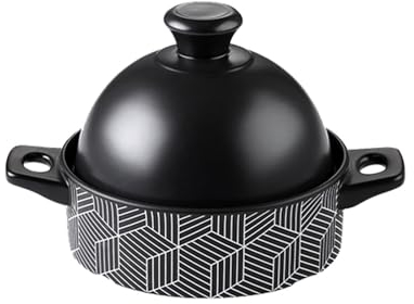 LVYUDS 1,1 Quart Tajine Topf, Keramik Tajines Marokko Hoch Temperatur Widerstand Kegelförmig Deckel Kompatibel mit Gas öfen Kochen Tontopfreis, Koch Mama Geschenk(Color:Schwarz)
