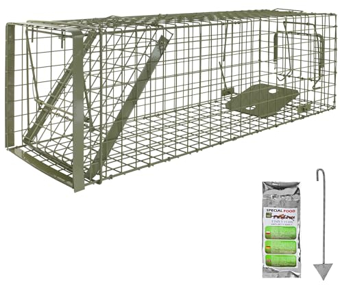 Petigi Lebendfalle Grün Drahtfalle Marder Lebend Wiesel Garten Kaninchen Abwehr Umsiedeln Falle Haus Zubehör Ratte Vertreiben Dachboden Rattenfalle 102 x 34 x 34 cm