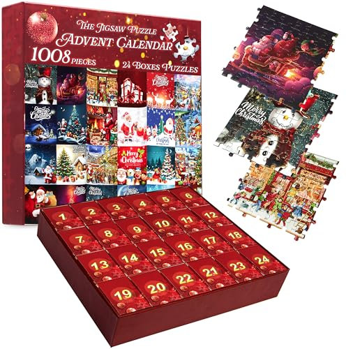 KreativeKraft Advent Calendar 2025 Jigsaw Puzzle for Kids Teenagers Adults Family Fun Activity Christmas Countdown Calendar