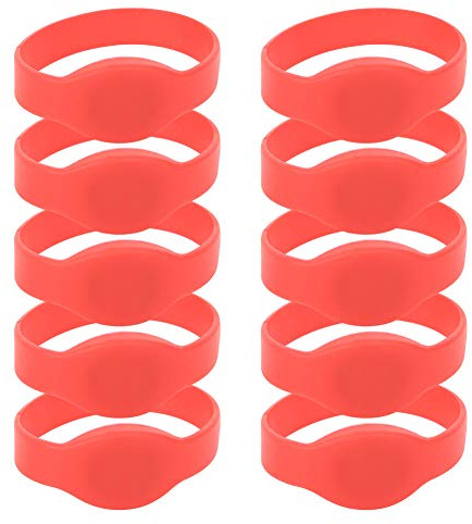 10pcs Wristband, Bracelet 125Khz Silicone IP68 Alarm Systems Waterproof ID Card Door Entry Access Control for Hotel Swimming Pool Sauna Room Red RoomRed (Red)