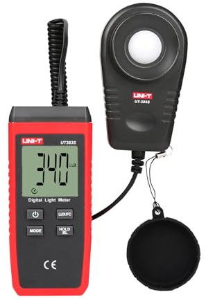 UNI-T UT383S Handheld Light Meter Lux Meter Digital Illuminance Meter 0~199900 Lux (0~18500 FC) Foot Candles Luxmeter for Film Photography Plants Photometer Lighting Intensity Brightness Measurement