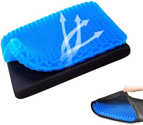 JOAASU Gel Seat Cushion, Double Thick Honeycomb Cushion with Cloth Cover, Soft Sitter Cushion, Car Seat Cushion, Pressure Relief Cushion, Breathable Gel Cushion for Home Office Car Wheelchair Chair