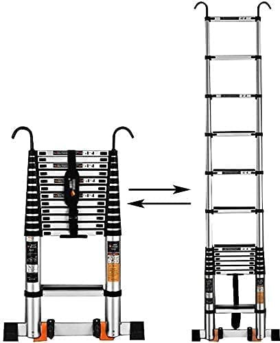 DLNTXFDG Échelles, escabeau, rallonge de 2 à 6 m, échelle Haute avec Crochets et Tapis antidérapant, échelle télescopique Professionnelle en Aluminium, Construction extérieure, Charge 150 k