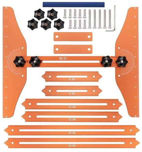 Stair Tread Template Tool Jig, Aluminum Alloy Stair Tread Measuring Tool Jig Adjustable Sliding Installer, Stair Step Scribe Tool Stair Tread Shelf Gauge for Layout