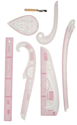 Französisches Kurvenlineal-Set, 7-teilig, Transparente Schnittmuster-Lineale für -Schneiderei, Hochpräzise Skala mit Verschiedenen Funktionen