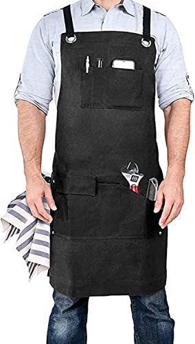 Robuste Arbeitsschürze, Arbeitsschürze, Werkzeugschürze, Holzbearbeitungsschürze, Werkzeugschürze for Männer mit Taschen, gewachste Tischlerschürze aus Segeltuch, robuste Tischlerschürzen aus Segeltuc