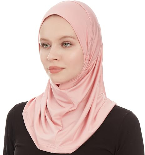 Ayisah Plain Ready To Wear Amira Hijab for Women - Muslim Instant Amira Jersey Scarf – Soft Muslim One Piece Instant Hijab Headscarf - Bubblegum