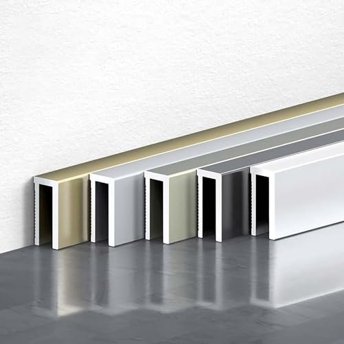 Raouoae Battiscopa in Alluminio 125 Cm X 2 Pezzi Finitura Elegante per Pareti E Pavimenti in Soggiorno Cucina E Corridoio Battiscopa per Pavimento Laminato(Black)