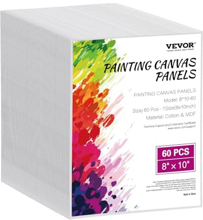 VEVOR Canvasbrädor för målning, 20 x 25 cm vita dukar för målning, 60-pack målardukpaneler för skissning, akryl och oljemålning, vattenfärg, målarduk för barn och proffs