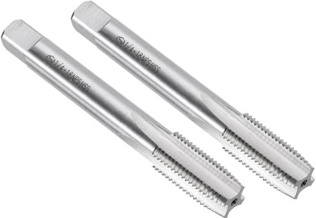 sourcing map 2pcs Straight Flute Thread Tap, 1/4-18 NPS Screw Threading Tapping Tool Thread Milling Machine Taps, High-Speed Steel 6542 (HSS 6542)