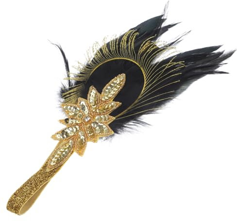 Veemoon Fascinator Stirnband 20er Jahre Damen in Gold – Eleganter Haarreif Mit Kristallen Für Vintage Hochzeiten Und Cocktailpartys - Perfekter Kopfschmuck Im Stil Der Roaring Twenties