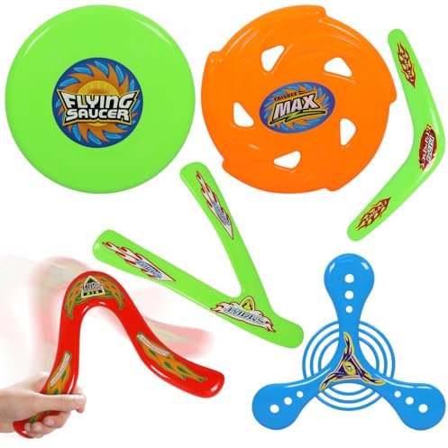 Pellinch 6 Stück Boomerang, Bumerang für Kinder, Frisbee Kinder, Wurfspiel Bumerang, Rückkehr Boomerang-Sportspielzeug, Farbe der Darts zufällig, Frisbee Ring für Kind Flying Geschwindigkeit