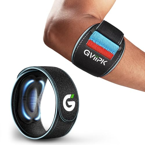 Gviipk Leichte Ellenbogenbandage Tennisarm Bandage, Einstellbar Ellenbogen Bandagen Herren Damen mit Überdruck-Warndesign, Golferarm Bandage Armbandage für Sports, Sehnenentzündung, Arthritis