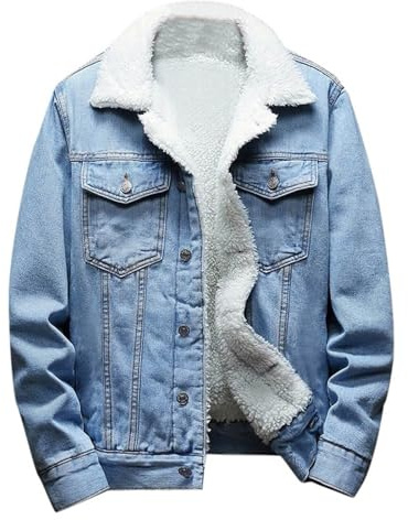Veste en Jean Homme Casual Blouson Polaire Hommes Léger Veste Mi Saison en Jeans Denim Jacket Chaud Hiver Vestes Jean Exterieur Blouson Polaire de Travail Moto Manteau Hiver Automne Pas Cher