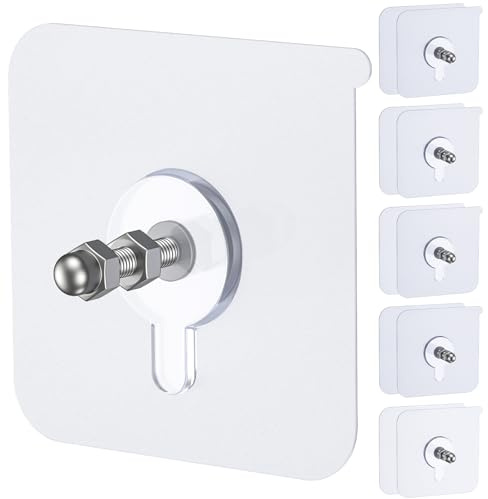 Uniclife 10 Pcs Selbstklebende Bildaufhänger, 12 kg Tragkraft Schwere Bilderhalter ohne Nägel, 16 mm Klebehaken für Wandbefestigung, Transparente Wasserfeste Haken für Bad und Küche