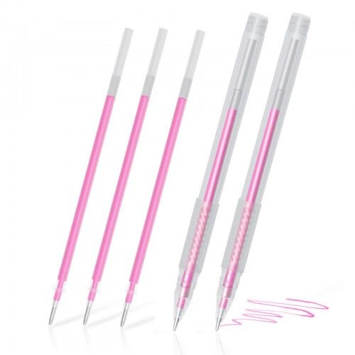 2 Stück Haut Marker, Chirurgischer Hautmarker, Permanent Make Up Stift, Tattoo-Piercing-Positionierungsstift, Augenbrauenstift, mit 3 Stück Nachfüllung, für Augenbrauen, Lippen, Körperkunst (Rosa)